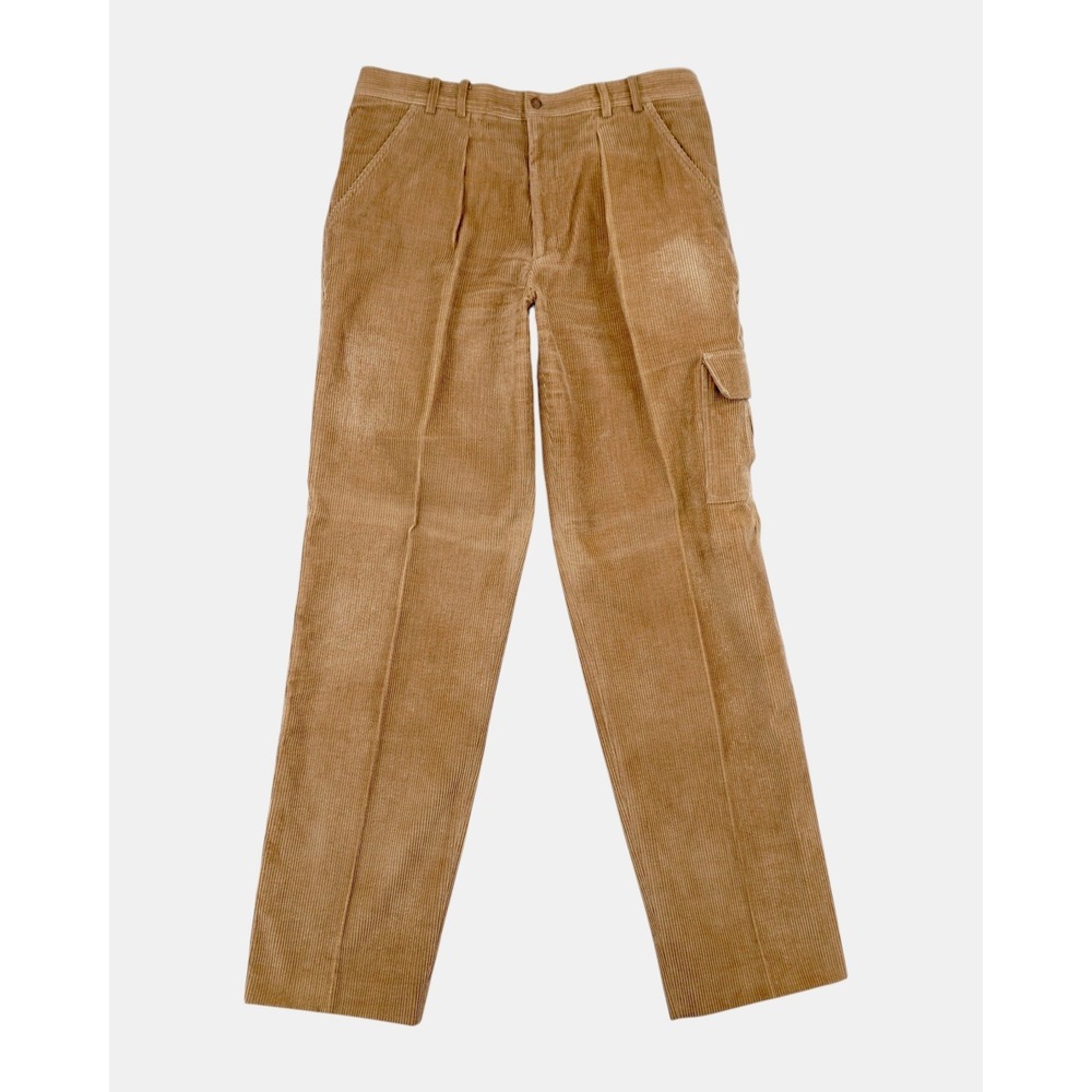 Vintage‎ Boston Traders Corduroy Cargo Pants Men's 36 Tan Pleated 35.5 Inseam